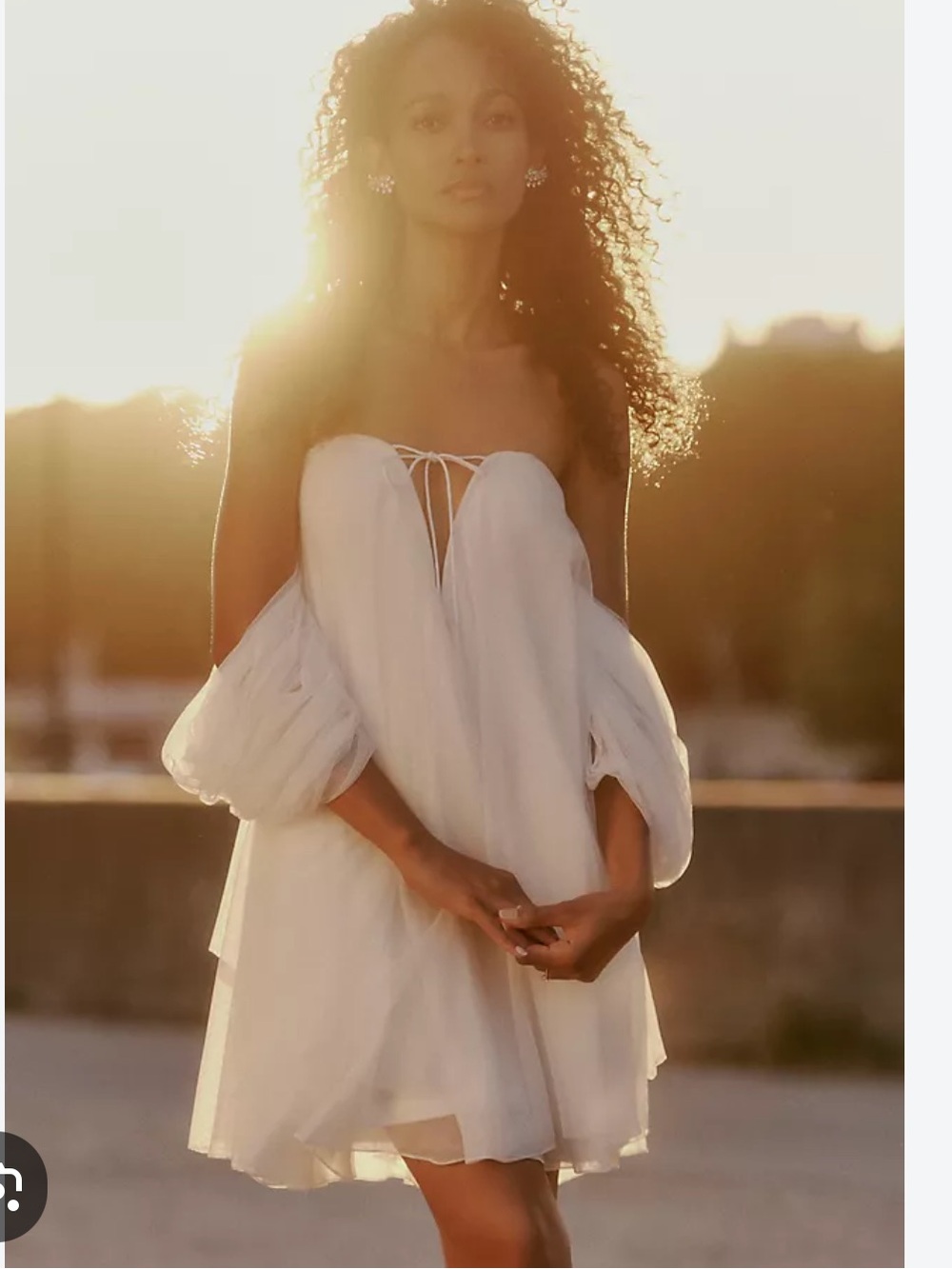 NWT Anthropologie size L Tulle off shoulder mini dress in white